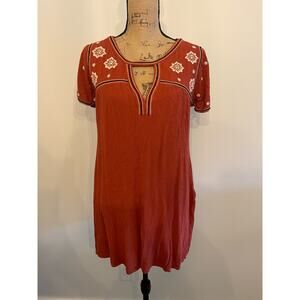 Abercrombie & Fitch Orange Dress with Floral Embroidery Size Medium